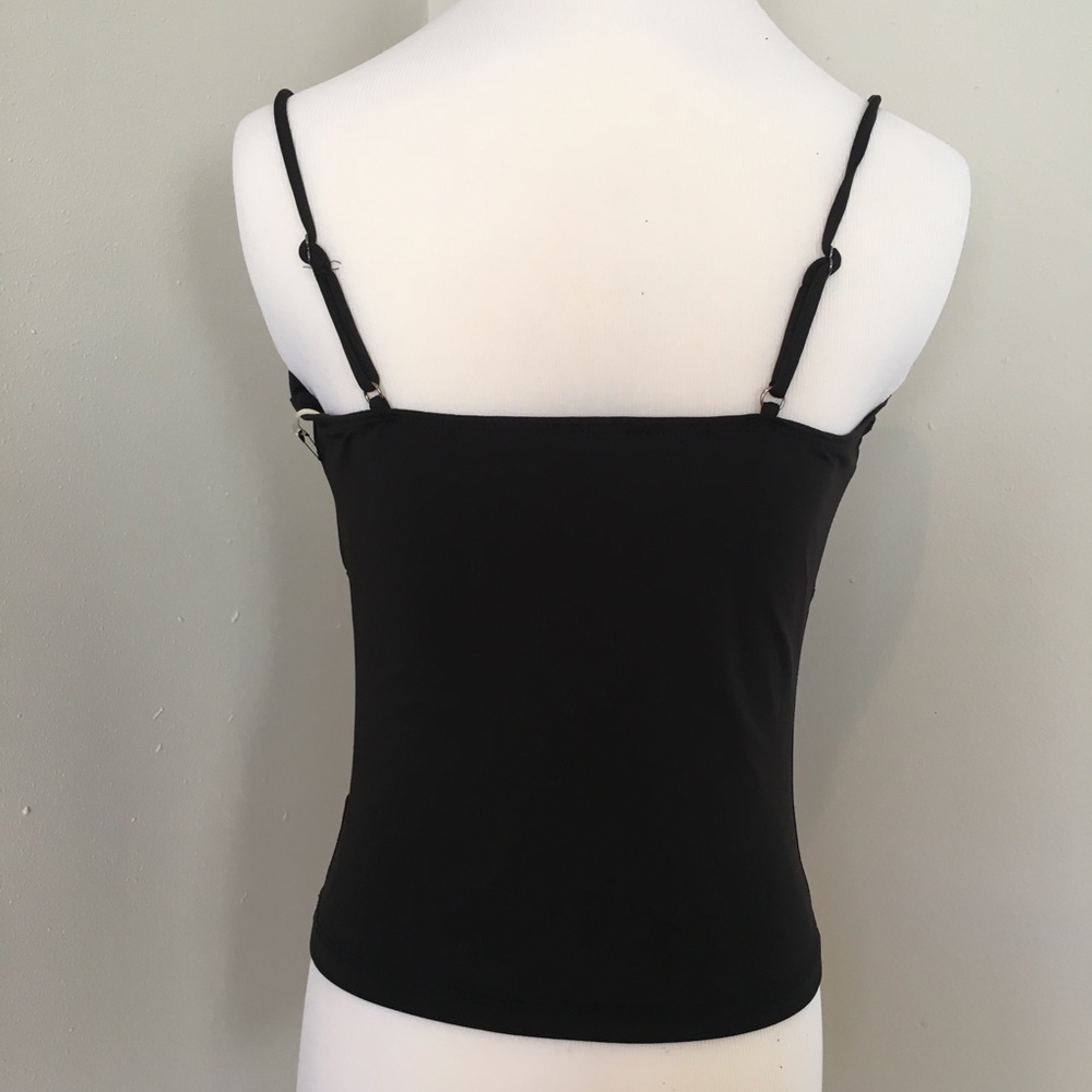 Shirred Bust Ruffle Cami Top Knit Semi-Crop Top - Picture 8 of 8